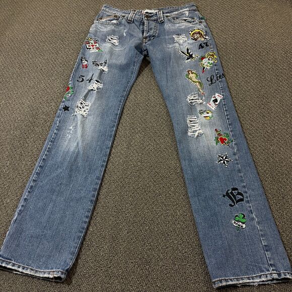 Bray Steve Alan Jeans Womens Size 31 Embroidered Denim Progetti and Prodotti
